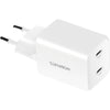 Mobiparts dubbele Thuislader Voedingsadapter GaN - 35W - USB-C - Wit