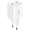Mobiparts dubbele Thuislader Voedingsadapter GaN - 35W - USB-C - Wit