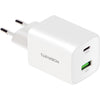 Mobiparts dubbele Thuislader USB-C/USB-A Voedingsadapter GaN - 45W - USB-C - Wit