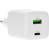 Mobiparts dubbele Thuislader USB-C/USB-A Voedingsadapter GaN - 45W - USB-C - Wit