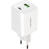 Mobiparts dubbele Thuislader USB-C/USB-A Voedingsadapter GaN - 45W - USB-C - Wit