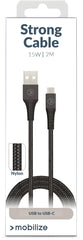 Mobilize Strong Nylon Cable Usb To Usb-C 2M. 15W Black