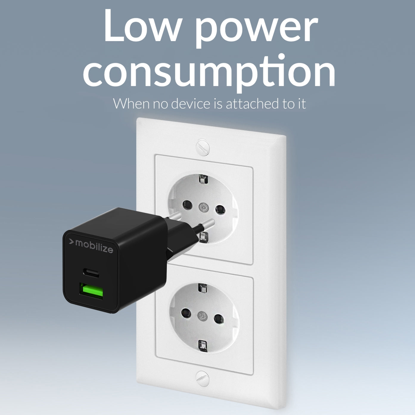 Mobilize Wall Charger Usb-C + Usb Gan 30W With Pd/Pps Black