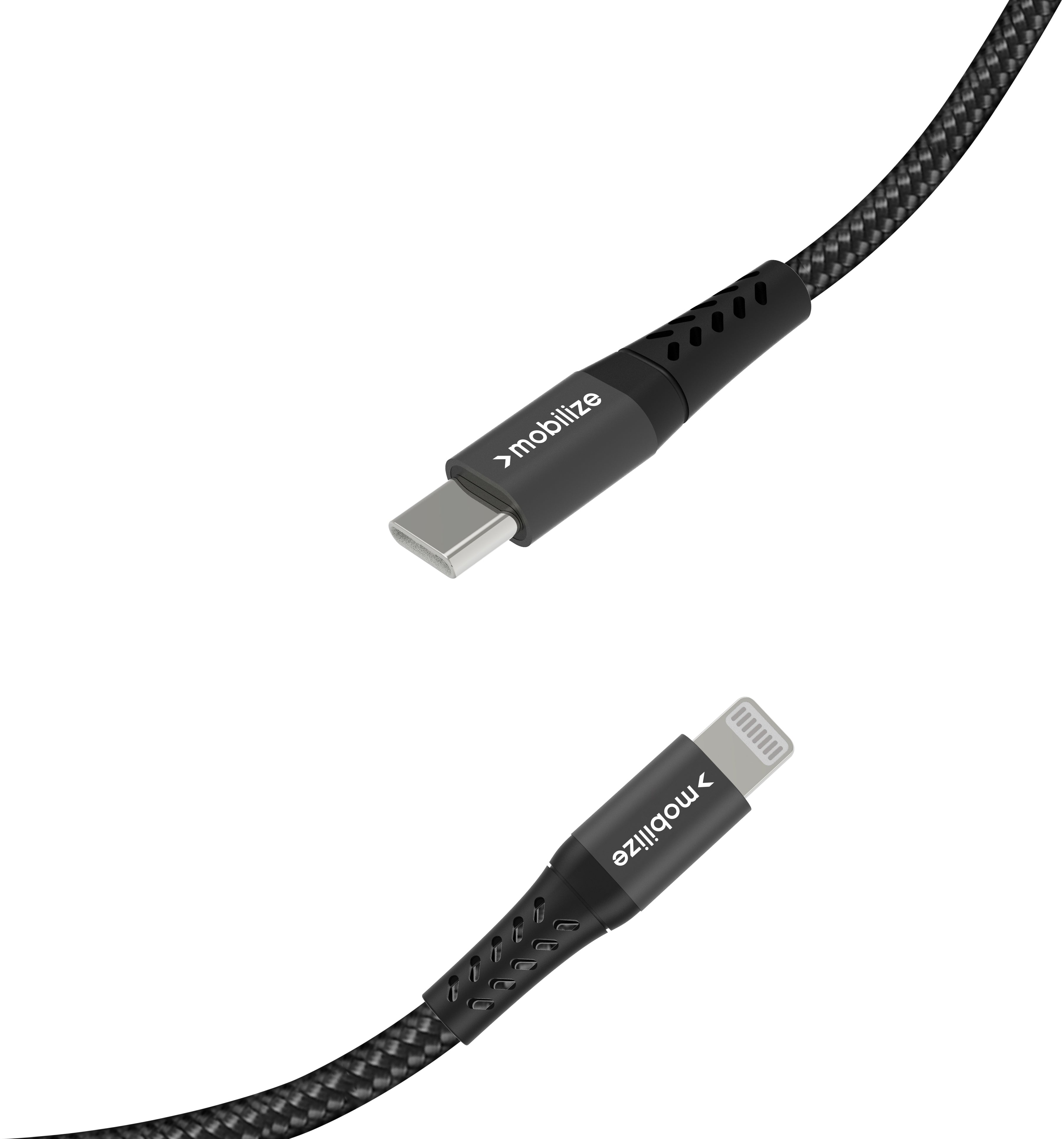 Mobilize Strong Nylon Cable Usb-C To Mfi Lightning 20Cm. 60W Black