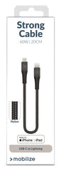 Mobilize Strong Nylon Cable Usb-C To Mfi Lightning 20Cm. 60W Black