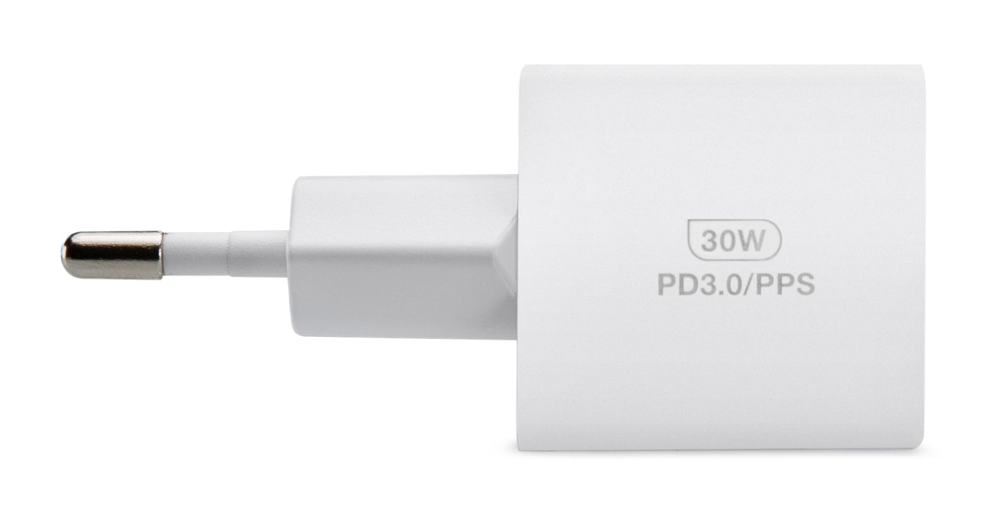 Mobilize Wall Charger Usb-C Gan 30W With Pd/Pps + Usb-C Nylon Cable 1.2M White