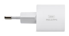 Mobilize Wall Charger Usb-C Gan 30W With Pd/Pps + Usb-C Nylon Cable 1.2M White