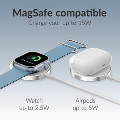 Mobilize 3In1 Magnetic Wireless Charger Magsafe Compatible 15W White