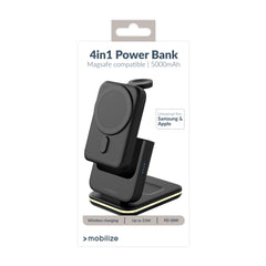 Mobilize 4In1 Wireless Charger Station With Detachable Power Bank 5000Mah Black