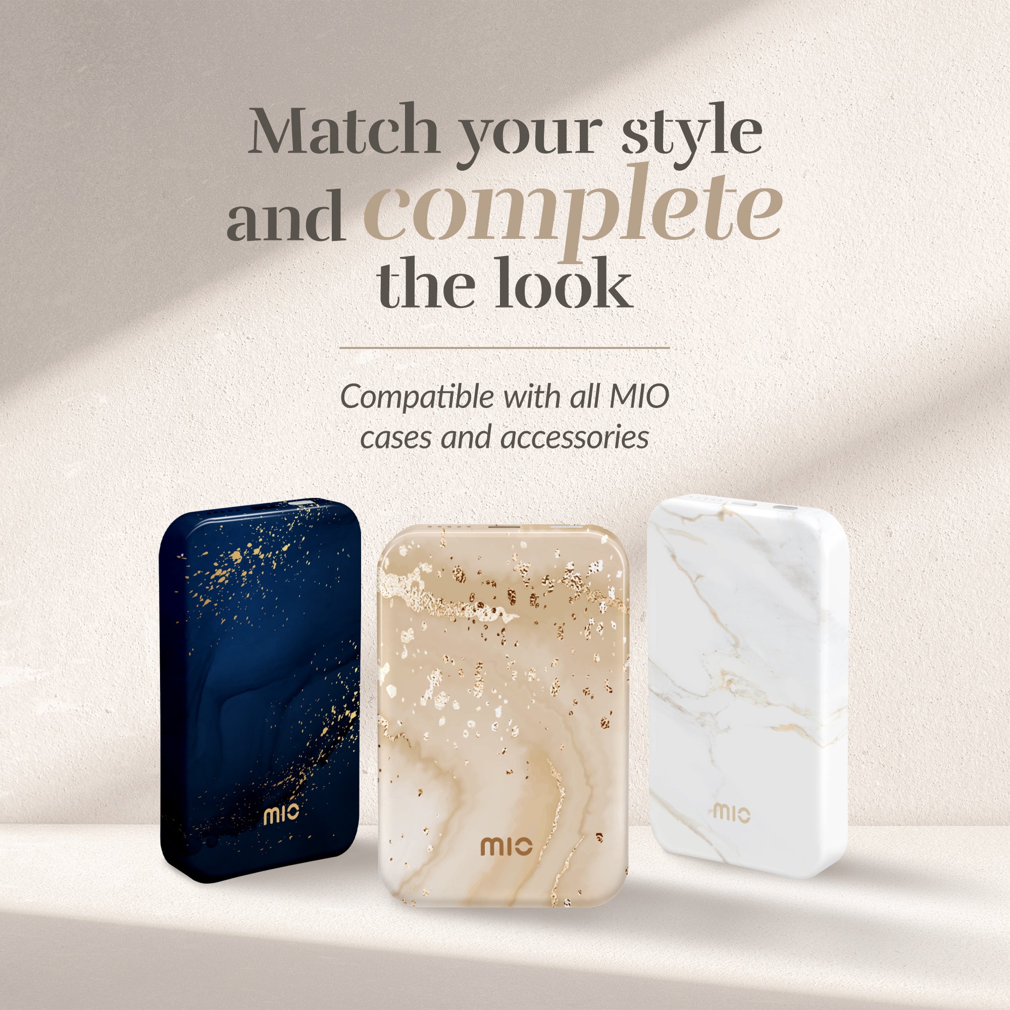 Mio By Mobilize Mio Powerbank 5000Mah With Double Sided Magsafe Compatibility Gold Marble - Glossy