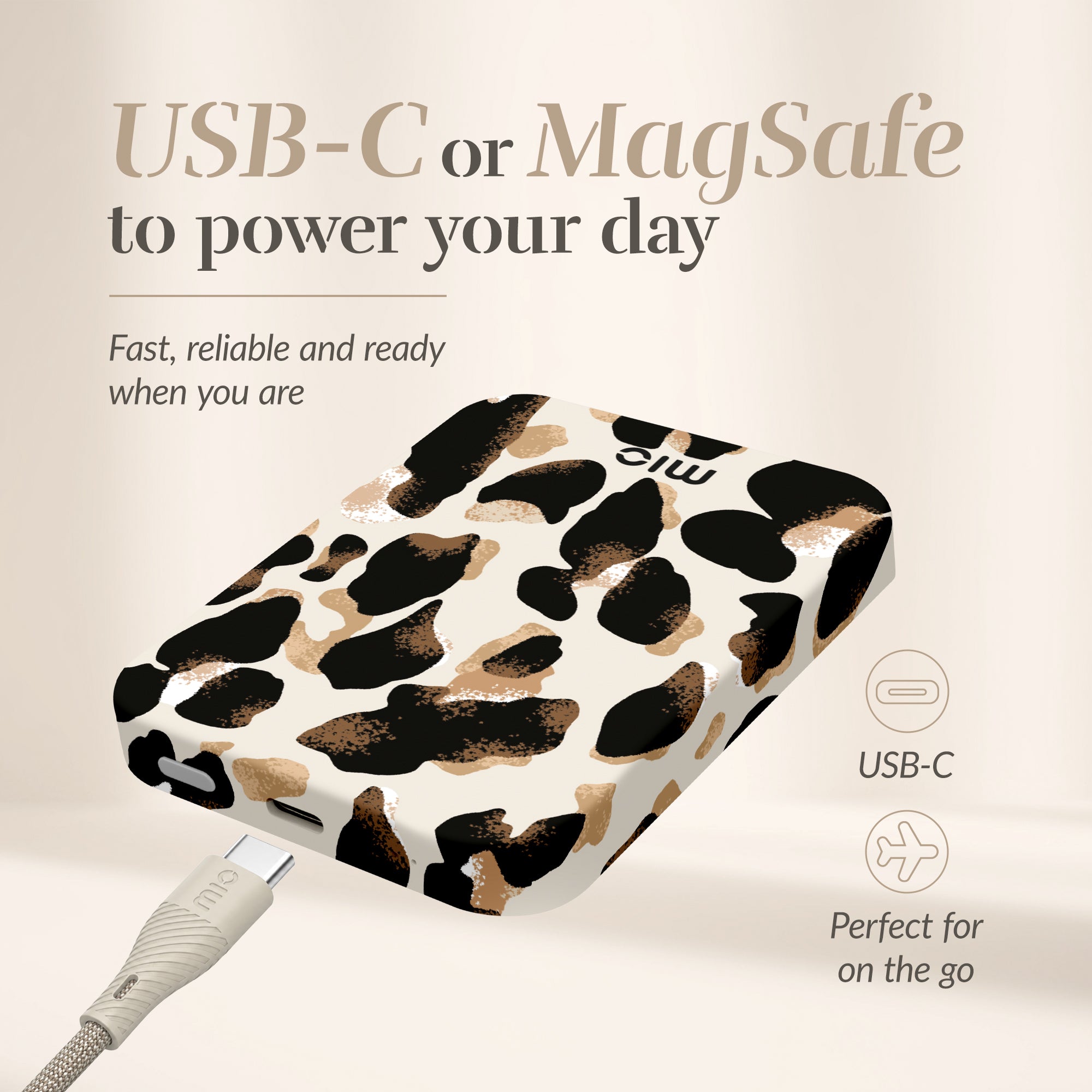 Mio By Mobilize Mio Powerbank 5000Mah With Double Sided Magsafe Compatibility Leopard - Matt