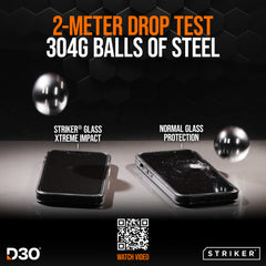 Striker D3O Xtreme Impact Glass Screen Protector - Black Frame - Apple Iphone 16 Pro Max/17 Pro Max/18 Pro Max
