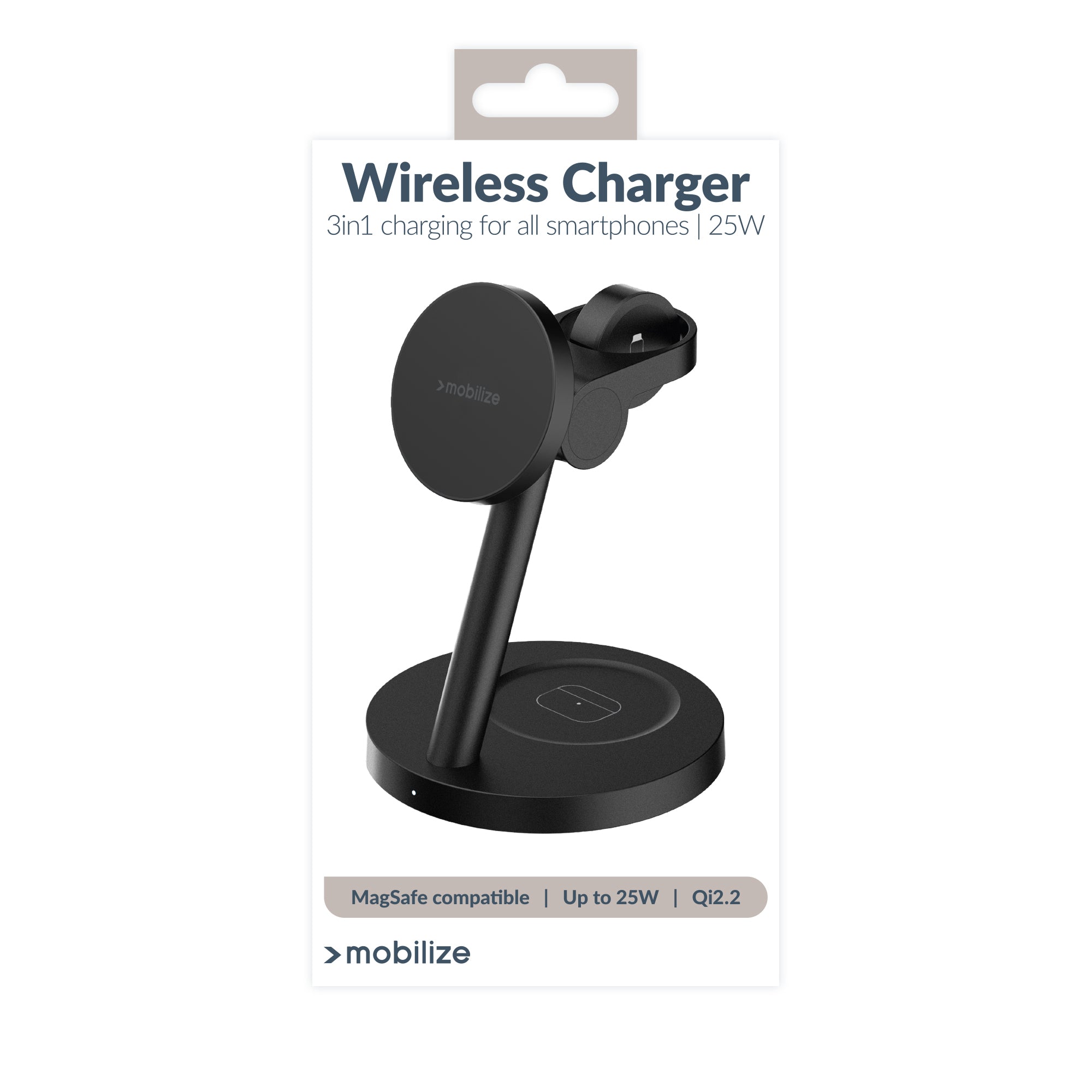 Mobilize 3In1 Charger Station Magsafe Compatible 25W Qi2.2 Black