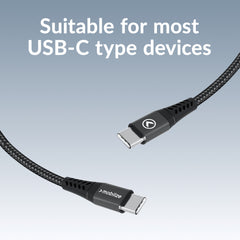Mobilize Magnetic Nylon Cable - Usb-C To Usb-C - 1M. - 100W Black