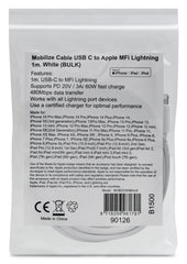 Mob Oem Cable Usb-C To Apple Lightning (Non Mfi) 1M. White (Bulk)