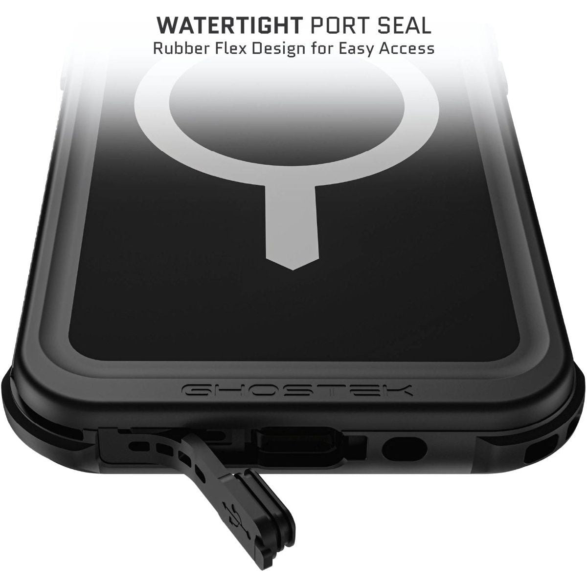 Ghostek Nautical Waterproof Magsafe Case + Belt Swivel Holster Apple Iphone 15 Pro Max Black - 123TelecomShop
