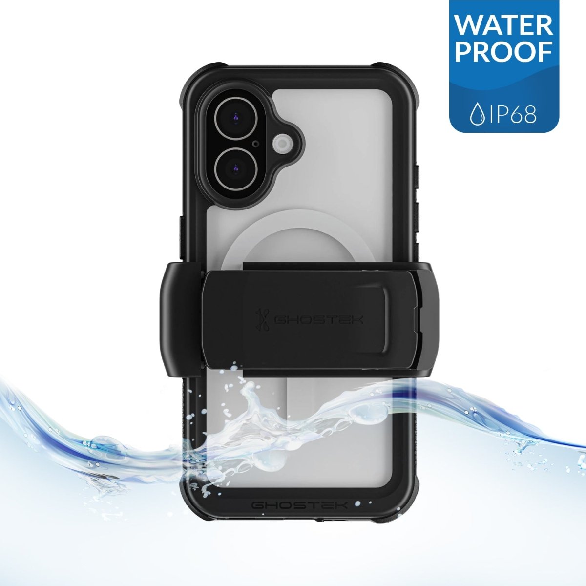 Ghostek Nautical Waterproof Magsafe Case + Belt Swivel Holster Apple Iphone 16 Clear - 123TelecomShop