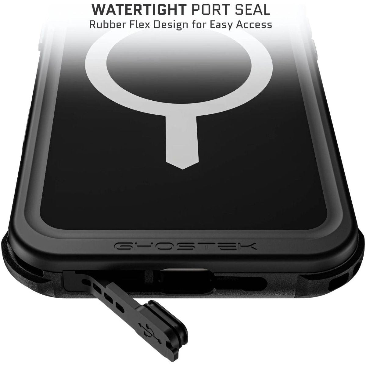Ghostek Nautical Waterproof Magsafe Case + Belt Swivel Holster Apple Iphone 16 Plus Black - 123TelecomShop