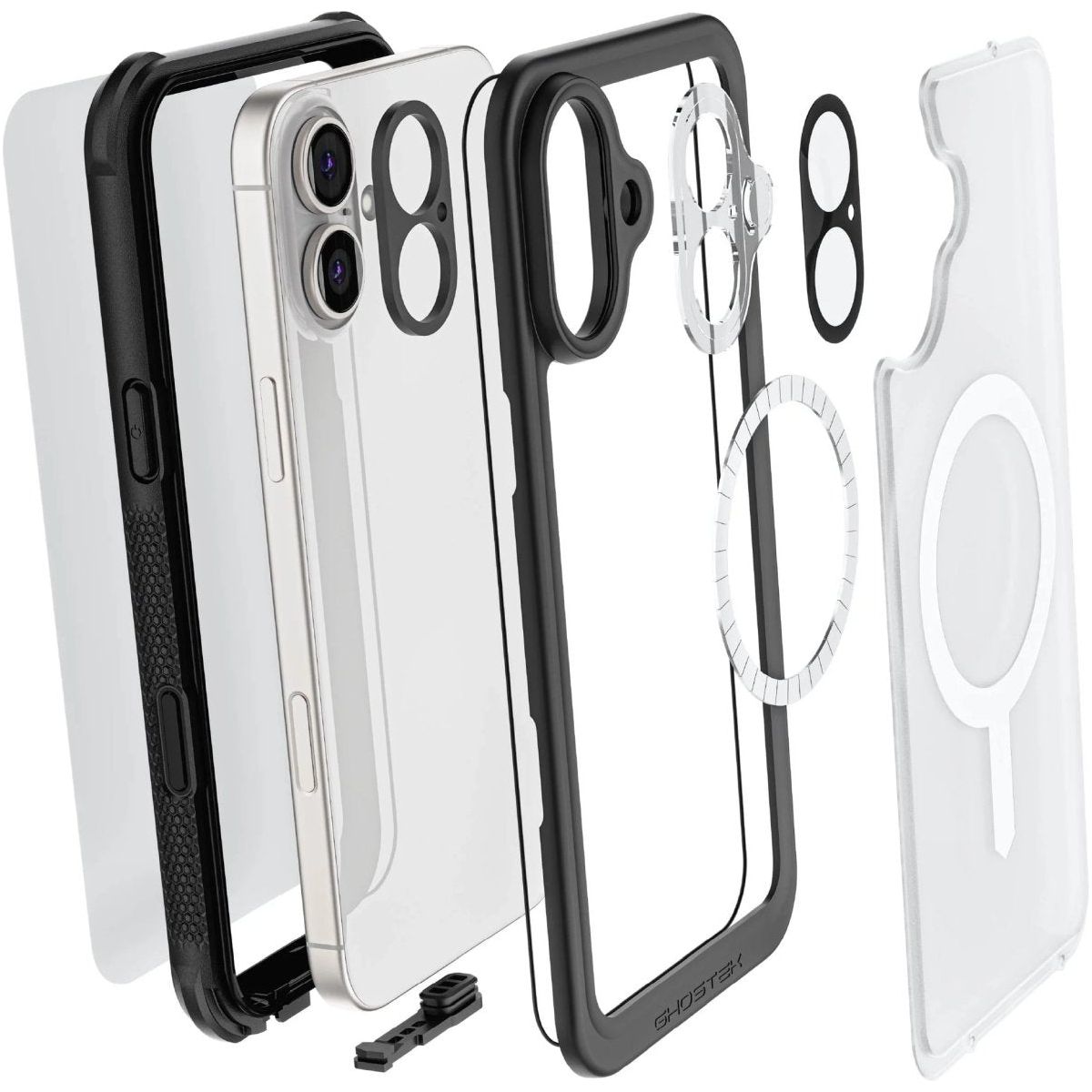 Ghostek Nautical Waterproof Magsafe Case + Belt Swivel Holster Apple Iphone 16 Plus Clear - 123TelecomShop