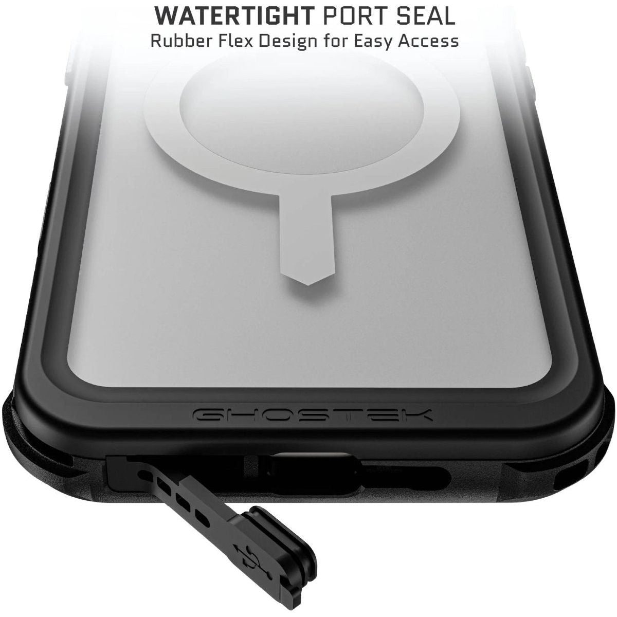 Ghostek Nautical Waterproof Magsafe Case + Belt Swivel Holster Apple Iphone 16 Plus Clear - 123TelecomShop