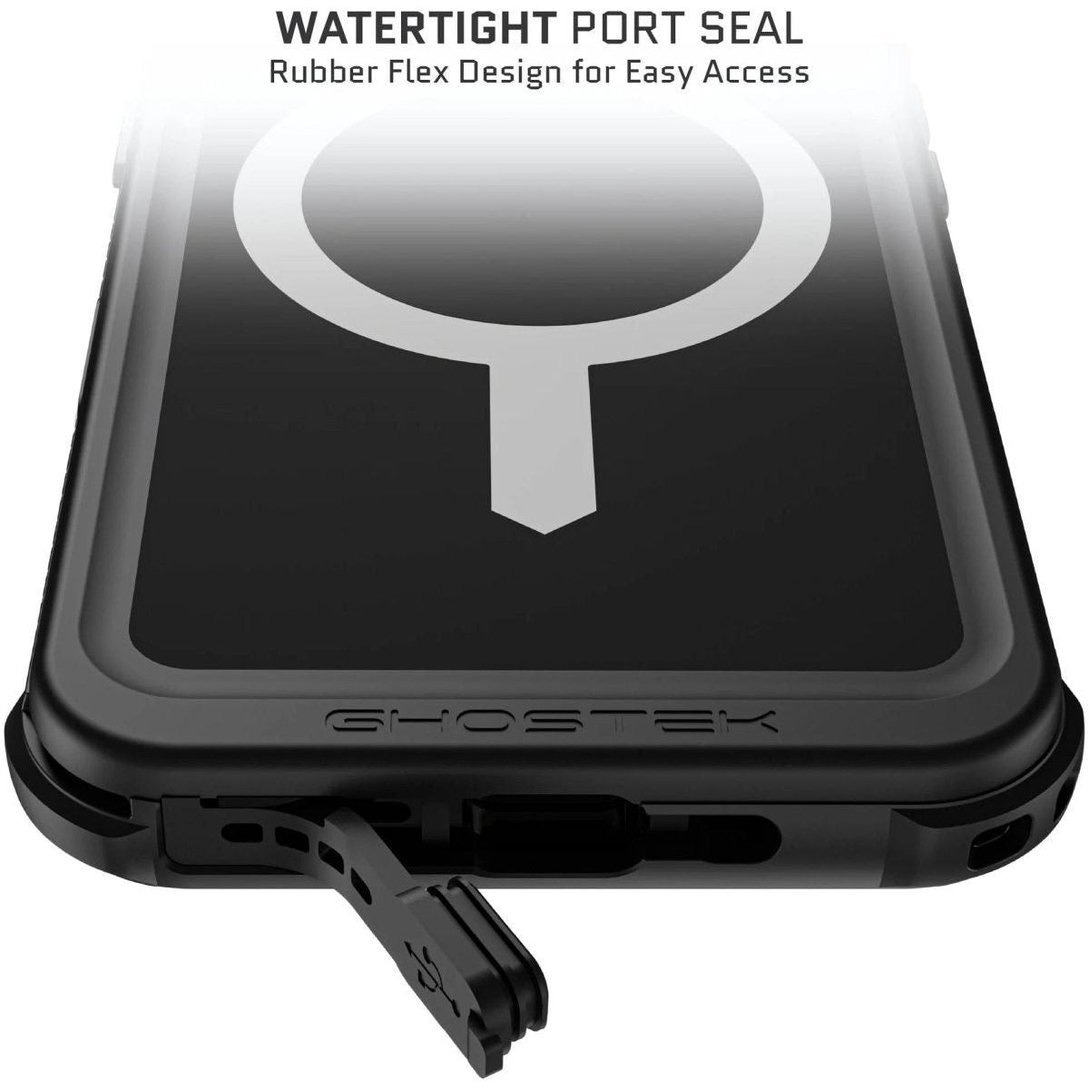 Ghostek Nautical Waterproof Magsafe Case + Belt Swivel Holster Apple Iphone 16 Pro Black - 123TelecomShop