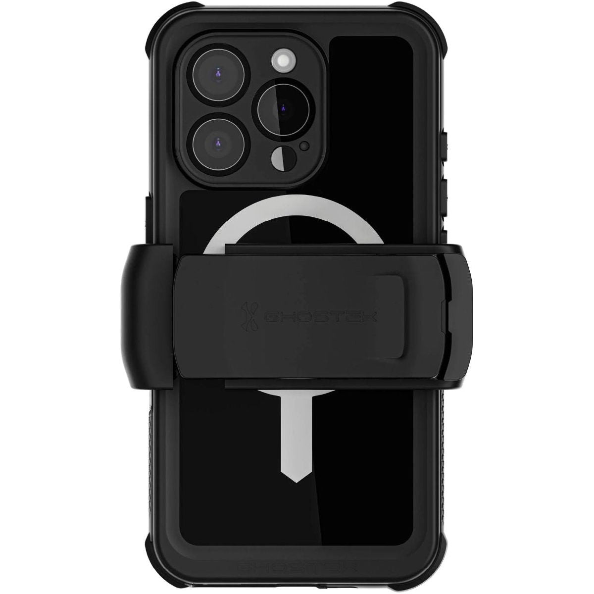 Ghostek Nautical Waterproof Magsafe Case + Belt Swivel Holster Apple Iphone 16 Pro Black - 123TelecomShop