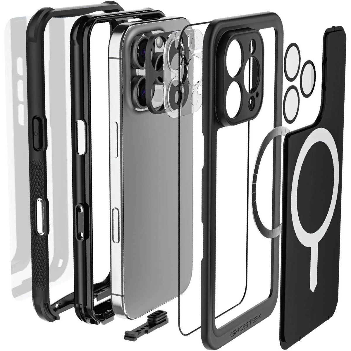 Ghostek Nautical Waterproof Magsafe Case + Belt Swivel Holster Apple Iphone 16 Pro Black - 123TelecomShop