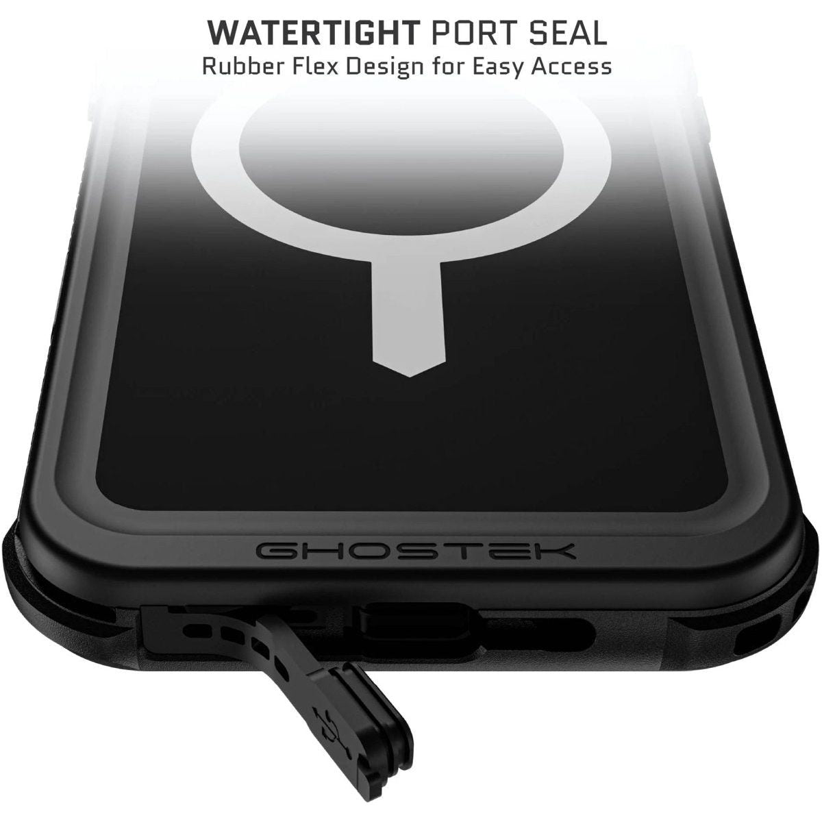 Ghostek Nautical Waterproof Magsafe Case + Belt Swivel Holster Apple Iphone 16 Pro Max Black - 123TelecomShop