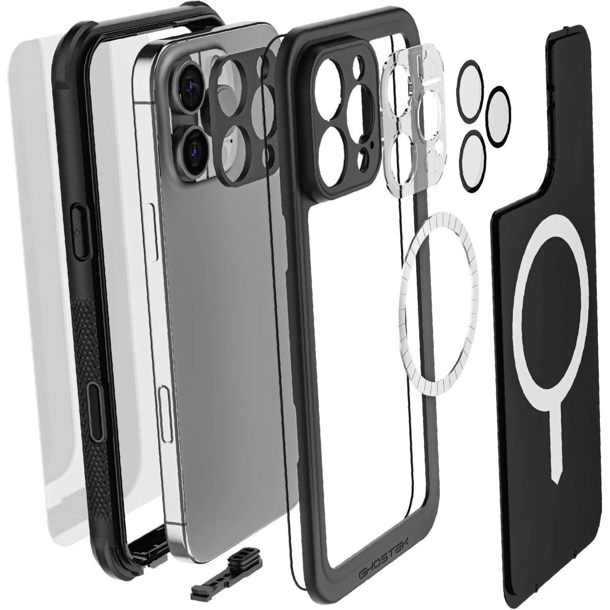 Ghostek Nautical Waterproof Magsafe Case + Belt Swivel Holster Apple Iphone 16 Pro Max Black - 123TelecomShop