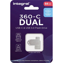Integral USB 3.0 USB - 360 - C Dual 64GB - 123TelecomShop