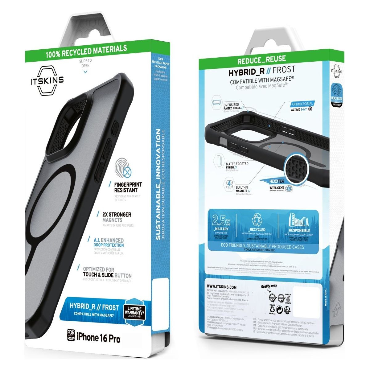 Itskins Level 2 Hybridmagfrost_R For Apple Iphone 16 Pro Black - 123TelecomShop