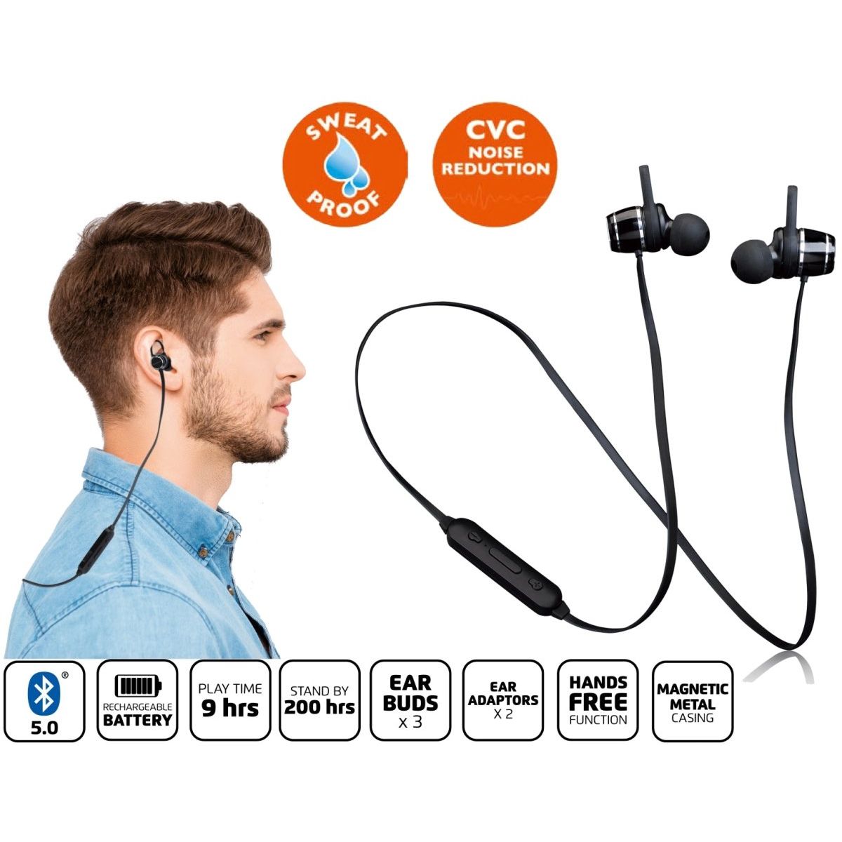 Lenco Epb - 030 Lenco Sweatproof Bluetooth Stereo Headset Black - 123TelecomShop