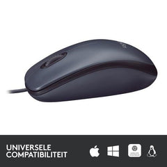 Logitech Muis - B100 - Bedraad - Zwart - 123TelecomShop
