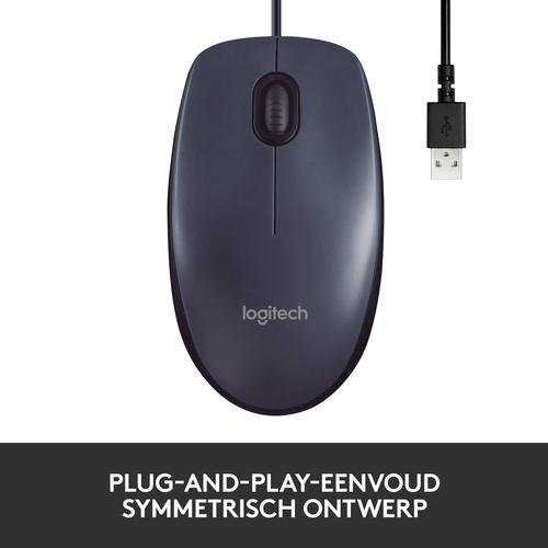 Logitech Muis - B100 - Bedraad - Zwart - 123TelecomShop