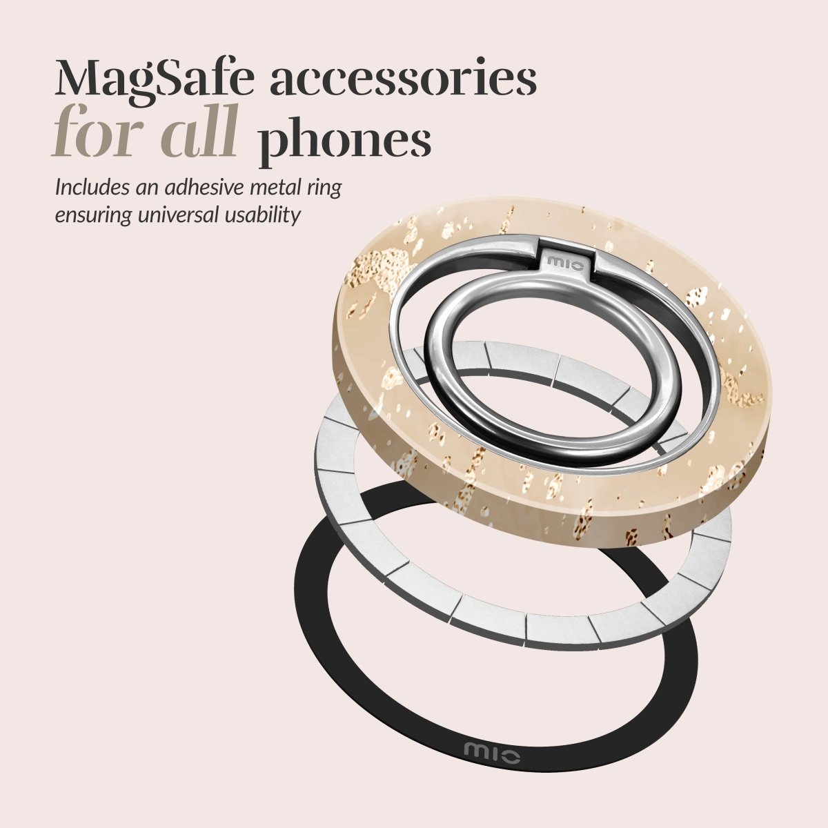 Mio By Mobilize Mio Gold Marble Magsafe Compatible Ring Holder - 123TelecomShop
