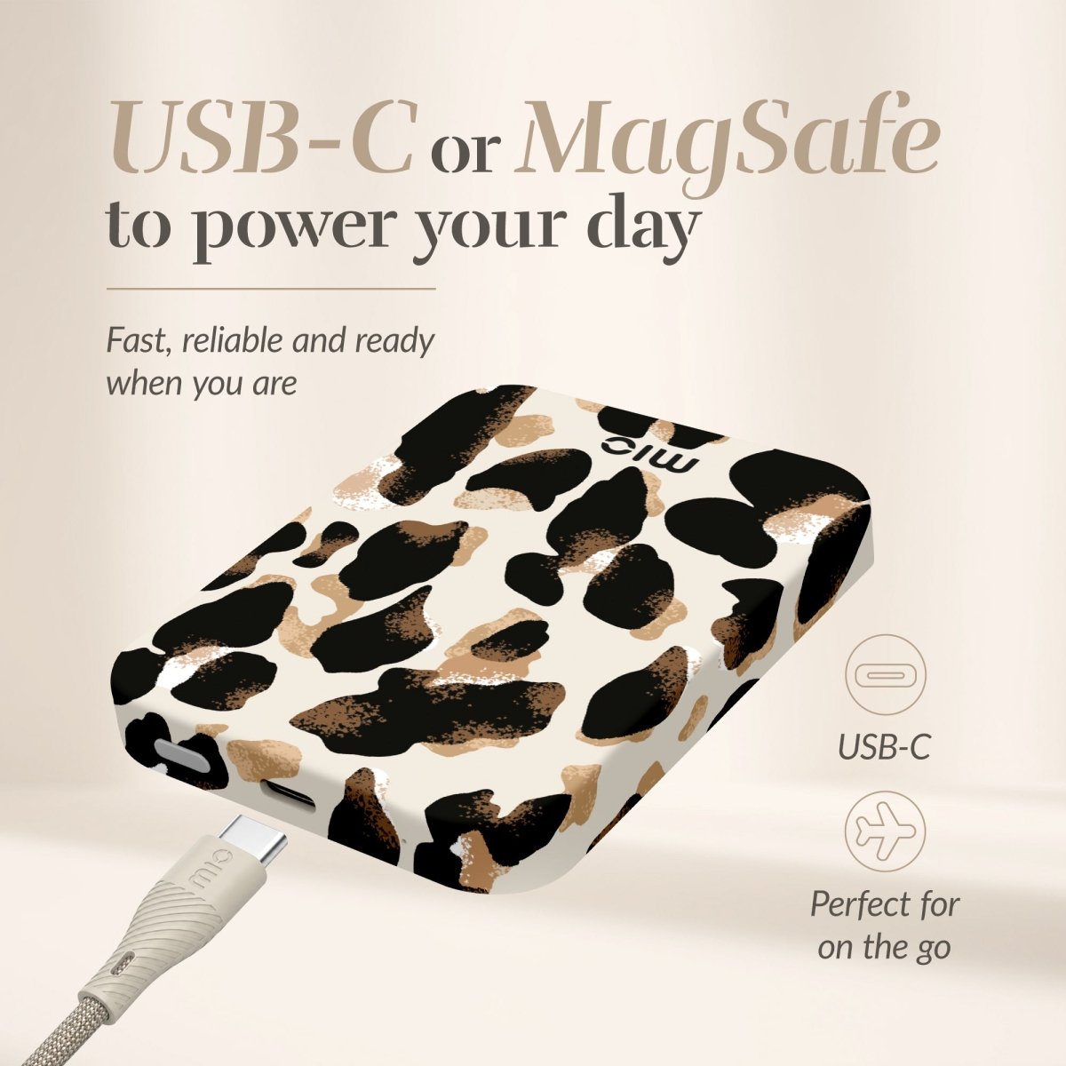 Mio By Mobilize Mio Powerbank 5000Mah With Double Sided Magsafe Compatibility Leopard - Matt - 123TelecomShop