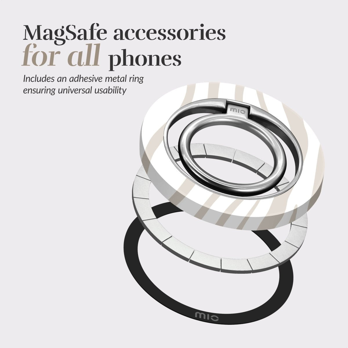 Mio By Mobilize Mio Sandy Zebra Magsafe Compatible Ring Holder - 123TelecomShop