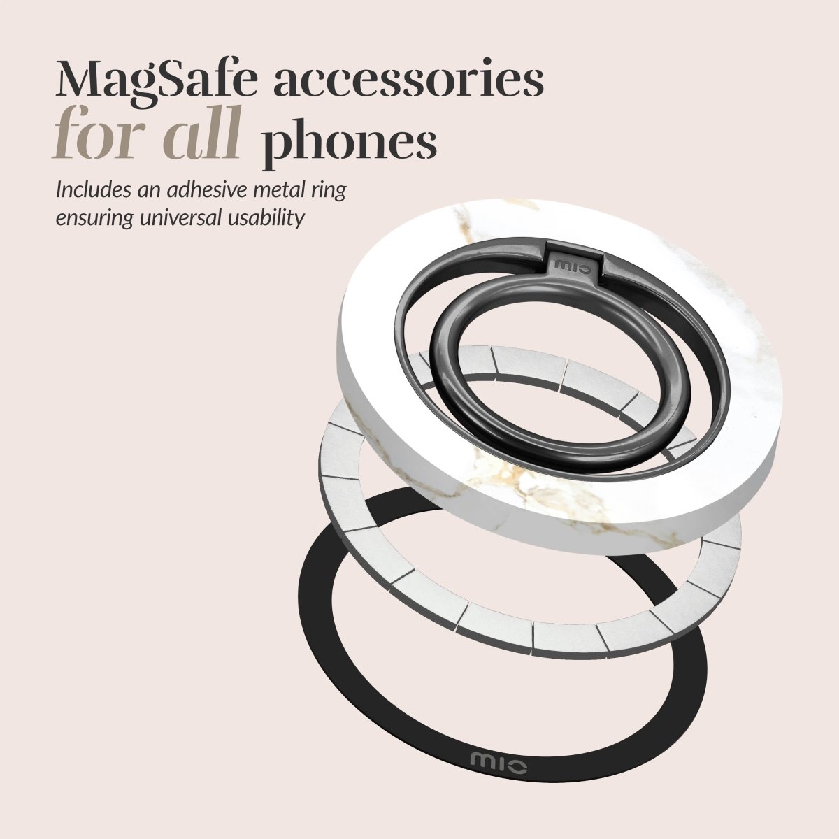 Mio By Mobilize Mio White Marble Magsafe Compatible Ring Holder - 123TelecomShop