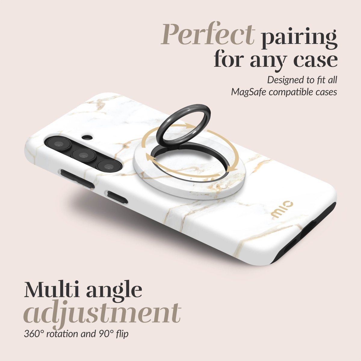 Mio By Mobilize Mio White Marble Magsafe Compatible Ring Holder - 123TelecomShop