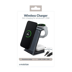 Mobilize 3In1 Aluminium Wireless Charger Station 15W - 123TelecomShop