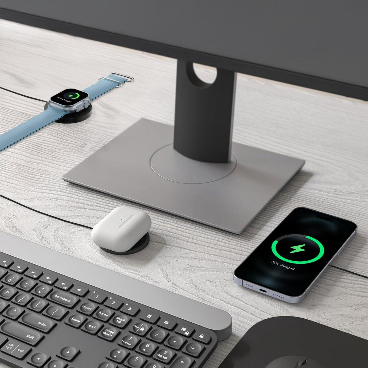 Mobilize 3In1 Magnetic Wireless Charger Magsafe Compatible 15W Black - 123TelecomShop