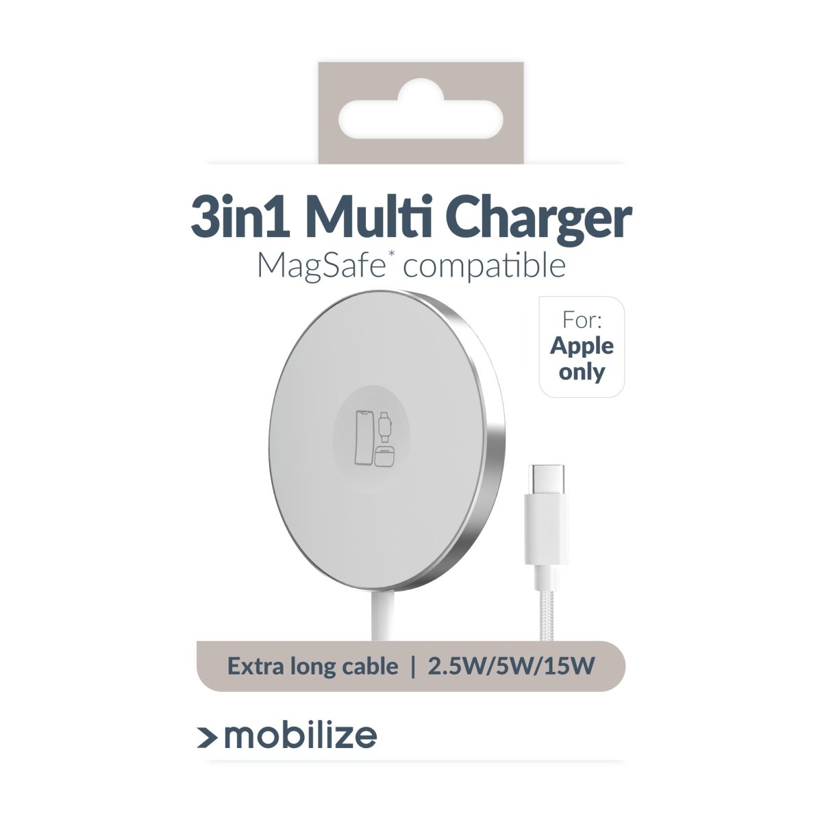 Mobilize 3In1 Magnetic Wireless Charger Magsafe Compatible 15W White - 123TelecomShop