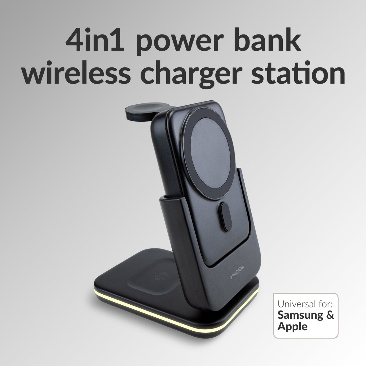 Mobilize 4In1 Wireless Charger Station With Detachable Power Bank 5000Mah Black - 123TelecomShop