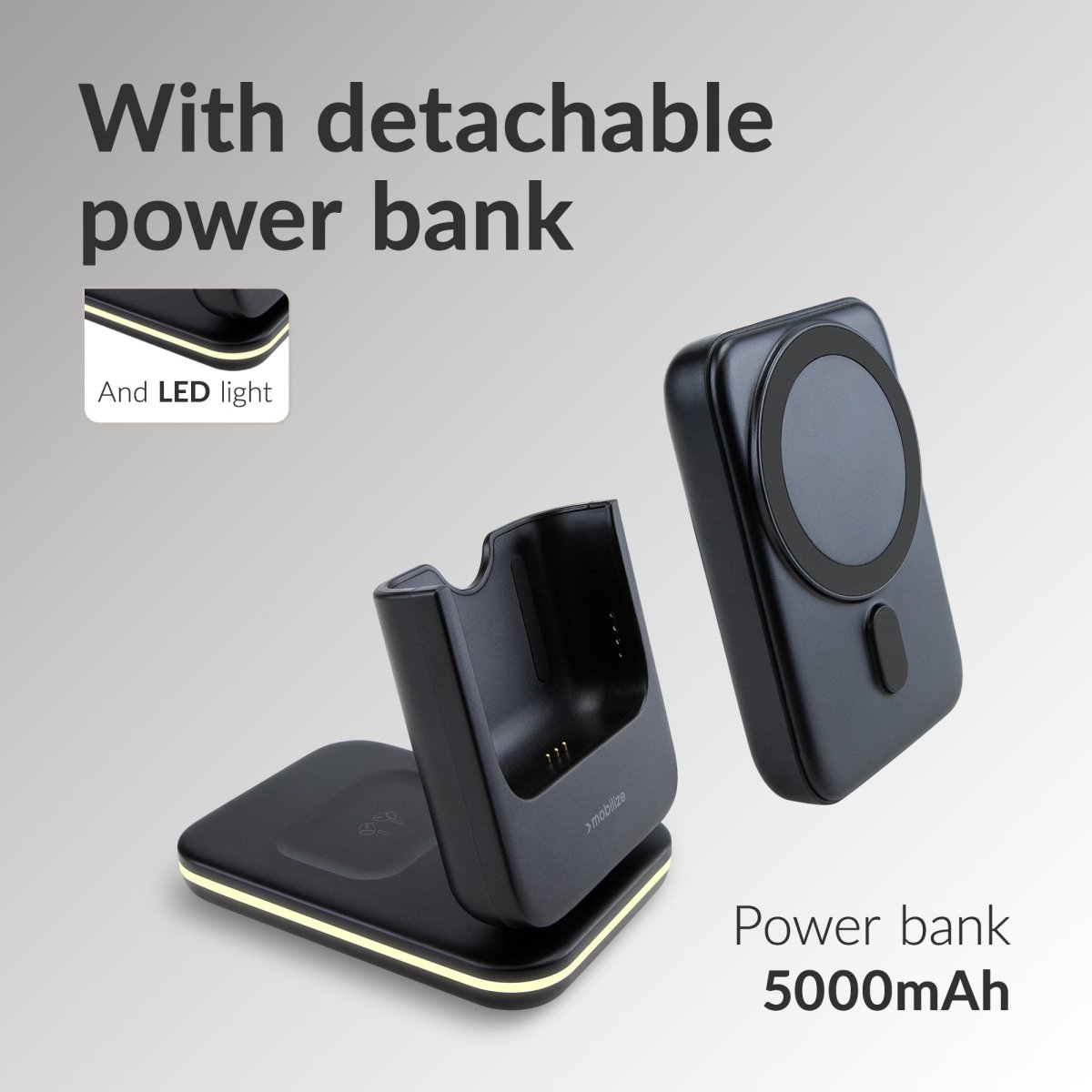 Mobilize 4In1 Wireless Charger Station With Detachable Power Bank 5000Mah Black - 123TelecomShop