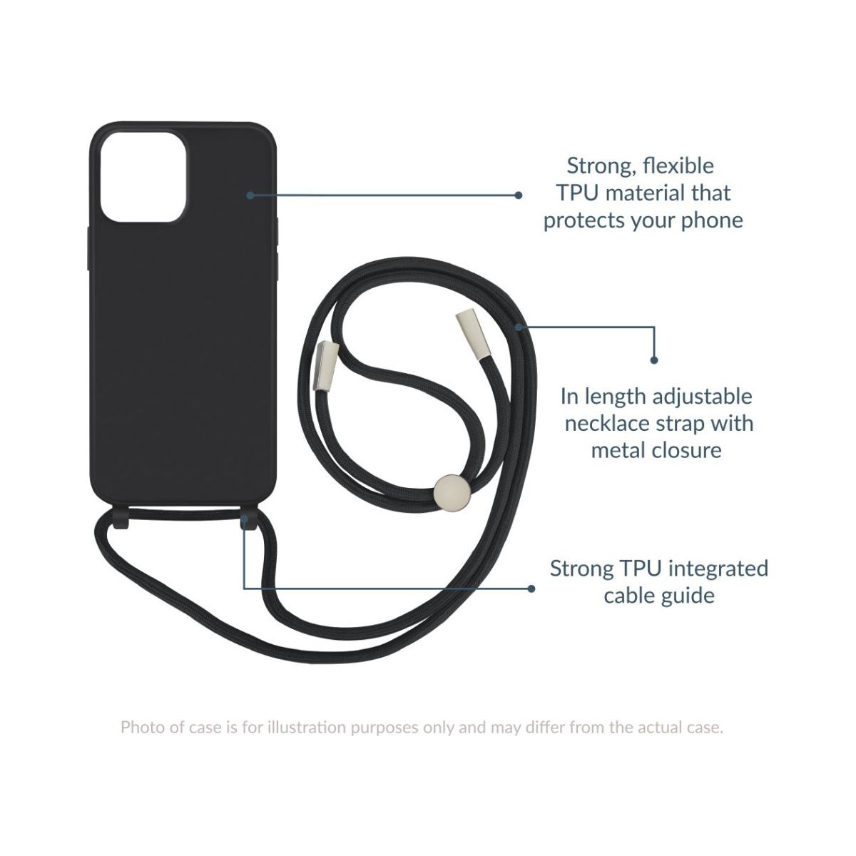 Mobilize Lanyard Gelly Case For Apple Iphone 15 Pro Max Black - 123TelecomShop