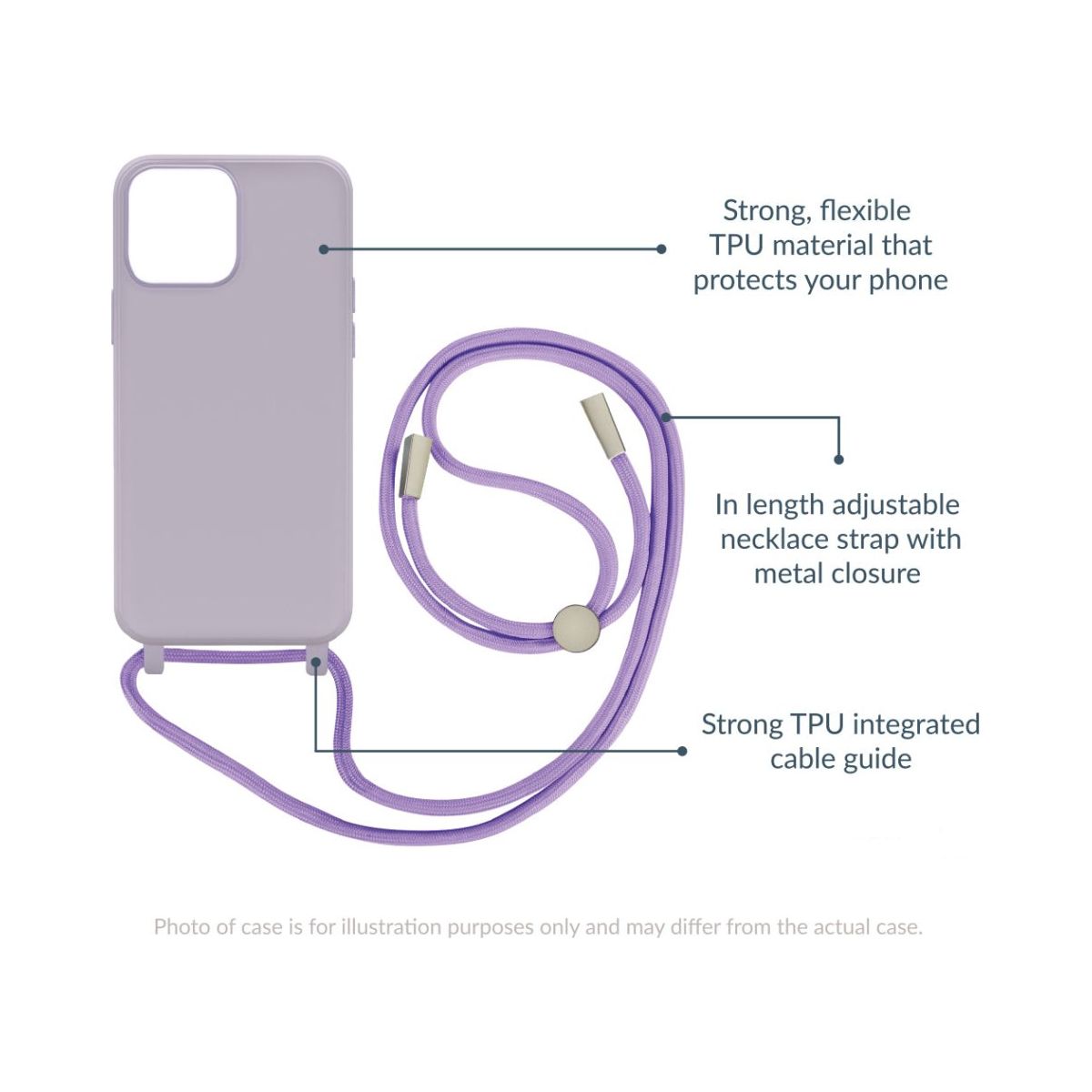 Mobilize Lanyard Gelly Case For Apple Iphone 15 Pro Max Pastel Purple - 123TelecomShop