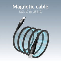 Mobilize Magnetic Nylon Cable - Usb-C To Usb-C - 1M. - 100W Black - 123TelecomShop