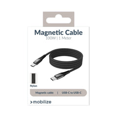 Mobilize Magnetic Nylon Cable - Usb-C To Usb-C - 1M. - 100W Black - 123TelecomShop