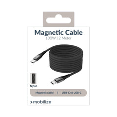 Mobilize Magnetic Nylon Cable - Usb-C To Usb-C - 2M. - 100W Black - 123TelecomShop