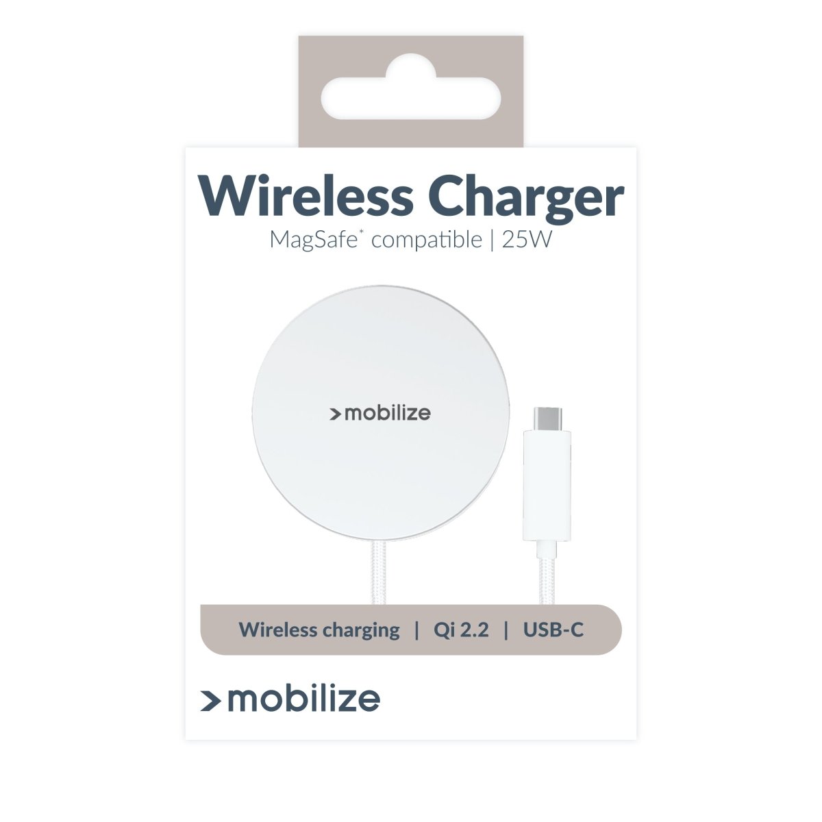 Mobilize Magnetic Wireless Charger Magsafe Compatible 25W Qi2.2 White Aluminium - 123TelecomShop